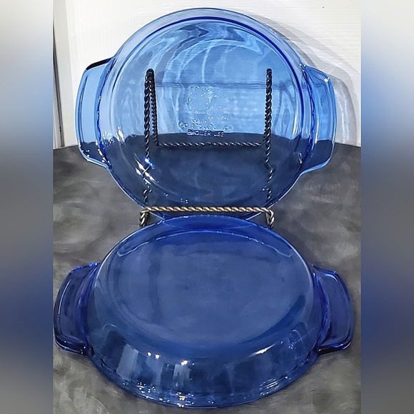 Vtg Pyrex Originals Cobalt Blue 9 1/2" Glass Pie Baking 🥧 Dish 🇺🇸 - Picture 3 of 6
